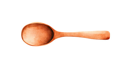 Watercolor Illustration of a Wooden Spoon