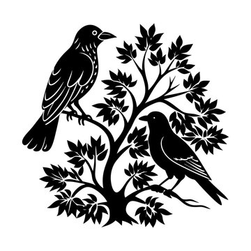 recommend clip art: Download Crow ,Bluebird, Tree  Silhouette Vector Illustrate Svg File For Design.