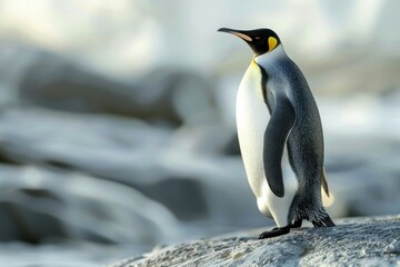 Fototapeta premium A penguin standing on the cliff