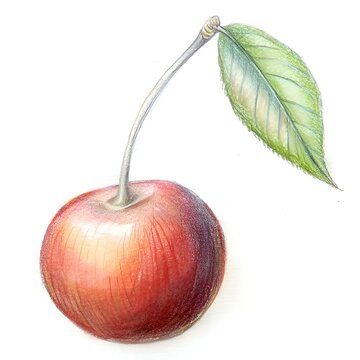 red cherry with green leaf drawing clip art preview