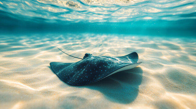 Spotted Ray Underwater Photography: Marine Life in Tropical Ocean