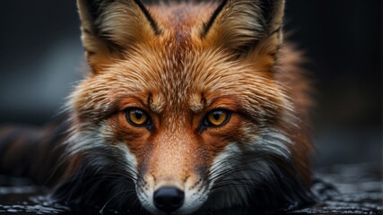 Obraz premium A fox is shown in a black background with a splash of water.