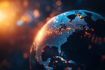 A stunning close-up of Earth showcasing vibrant cities illuminated at night, emphasizing connectivity and global beauty.