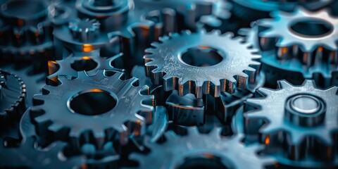 A series of interconnected gears and cogs working together in a mechanical device, symbolizing cooperation and synergy