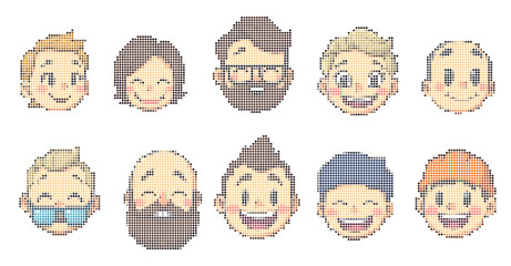 A set of smiling faces. Vector, illustration