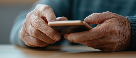 An elderly person using a smartphone, showcasing digital engagement and technology adoption in senior life.