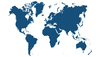 World map. Blue modern vector map. Silhouette map.