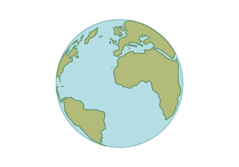 Planeta tierra con continentes verdes en mar azul