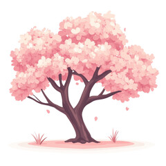 Obraz premium A beautiful pink flowering tree, symbolizing spring and renewal, perfect for nature-themed designs and illustrations.