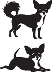 Chihuahua Dog Stylized Vector Silhouette Bundle