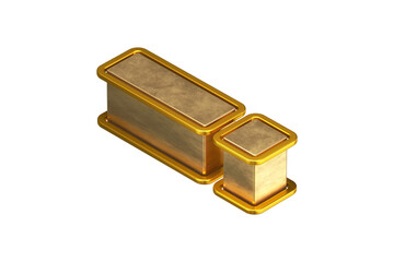 Isometric 3D icon of an exclamation point in aged gold from top. High quality 3D rendering display font suitable for poster, web, advertising and modern design projects.