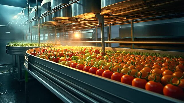 The production environment is bathed in soft, sterile light as the vegetable dryer's precise mechanisms work their magic, preserving the flavors and nutrients of the produce