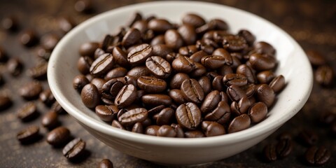 Fototapeta premium Close-up of roasted coffee beans in a bowl.