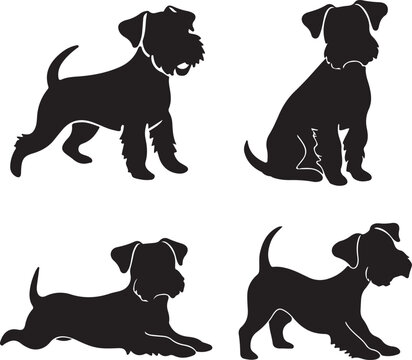 Patterdale Terrier Dog Silhouette Vector Set