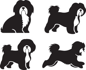 Shih Tzu Dog Stylized Vector Silhouette Set