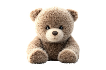 Obraz premium Adorable plush teddy bear with soft fur, isolated on transparent background.