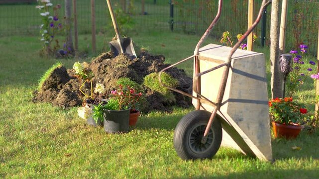 Spring work in the garden in 4k slow motion 60fps