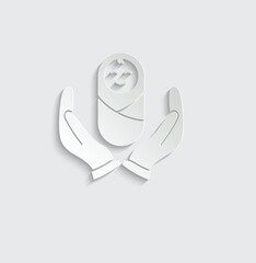 baby care icon. hand hold infant icon vector