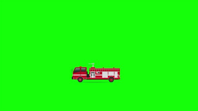 fire side view driving isolated green screen