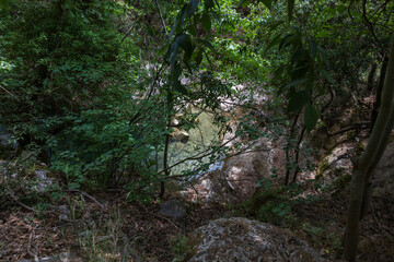 Obraz premium Beautiful scenic landscape of Kefalogourna - Theologos waterfalls area on Thassos island