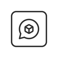 Package box chat message, delivery icon. Modern, simple flat vector illustration for web site or mobile app