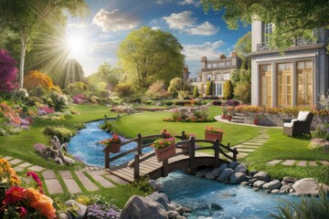 Obraz premium fountain in the park