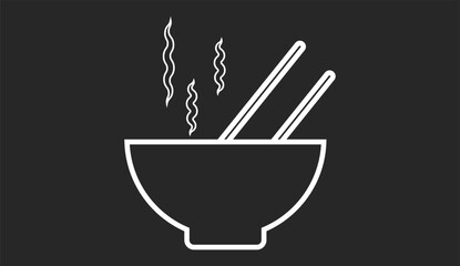 Bowl icon set collection in black design. Containing rice in bowl, hot soup icon.