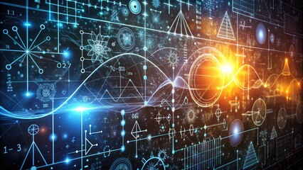 Illustration of complex mathematical concepts, featuring intricate graphs, calculus symbols, and formulas on a dark background, representing the study of differential equations.