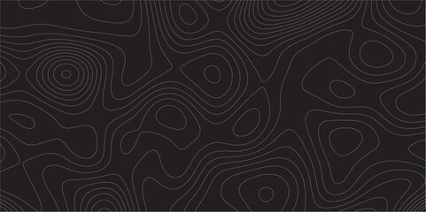 Abstract white on black background Topographic line and dots map pattern. Contour elevation topographic and textured Background Modern design with black background with topographic wavy patted.	