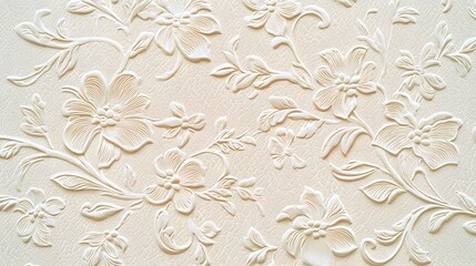Elegant Embossed Floral Pattern on Soft Beige Paper Background