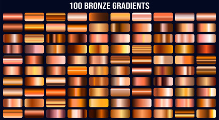 Bronze metallic gradient background set. Metallic gradation textures. Shiny elegant vector gradient collection. Vector illustration eps10