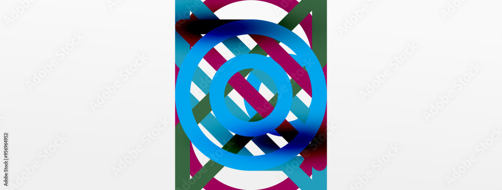 Poster abstract background - colorful circle lines technology or business digital template