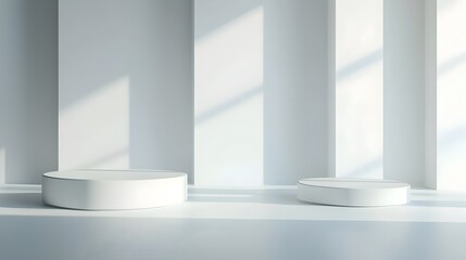 Fototapeta premium Floating Minimalist Platforms in Futuristic Clean Digital Environment