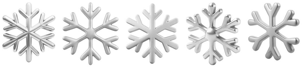 Set of silver Christmas snowflake decorations