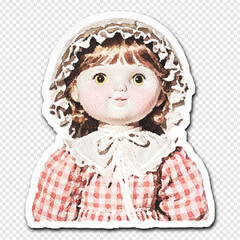 Sweet Vintage Rag Doll in a Red Plaid Dress Sweet Rag Dress Doll Fashion Vintage Classic Nostalgic Beautiful Rare Glimpse Touch with Back Short Delight Time Plaid Timeless Retro Icon