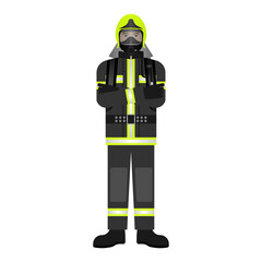 Firefighter in a Uniform. Fireman. Vector Illustration Isolated on White Background.