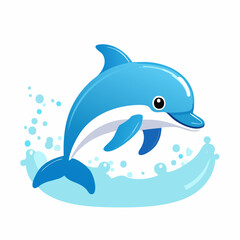Obraz premium Dolphin Cute Small Cartoon Baby Animal Character 
