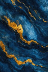 Naklejka premium Blue and Gold Marble Surface Close-Up