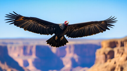 Obraz premium Vulture in Flight Over Canyon