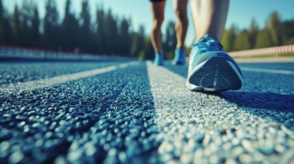 A person at the starting line of a race, preparing to challenge themselves physically and mentally.