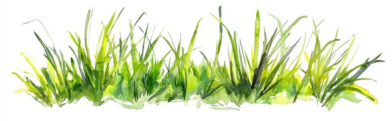 Fototapeta premium Lush Watercolor Grass Illustration Capturing the Essence of Nature's Verdant Beauty