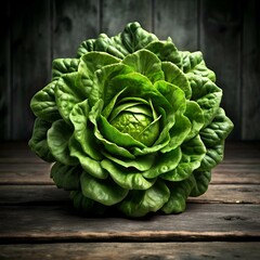 Obraz premium A close up of a fresh. vibrant lettuce. showcasing its intricate layers and crisp texture.
