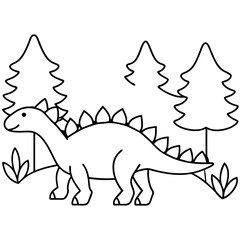 Obraz premium Stegosaurus with spiked tail in a forest