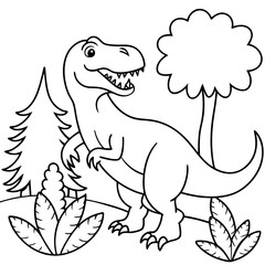 Tyrannosaurus Rex roaring in a prehistoric jungle