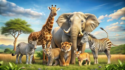 Obraz premium Animal+family+design