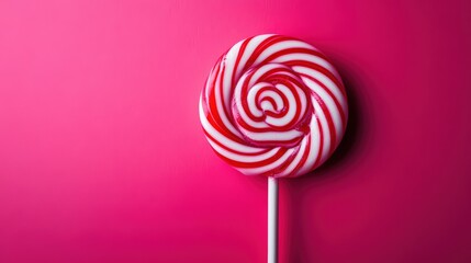 Colorful lollipop set against a red background with bokeh
