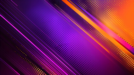 Obraz premium Abstract Background with Purple and Orange Stripes and Yellow Dots