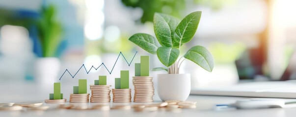 Diversified investment portfolio, economic growth symbols, 3D illustration