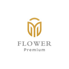 Monogram Initials M flower logo design