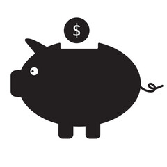 Piggy bank icon vector. piggy money icon. Vector icon of a piggy bank with a dollar symbol, symbolizing savings and financial management. Editable stroke.